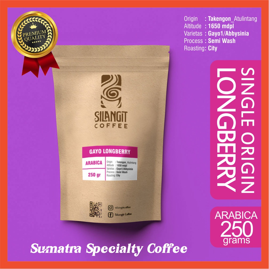 

ARABICA ACEH LONGBERRY Grade#1 Bubuk 250gr by Silangit Coffee