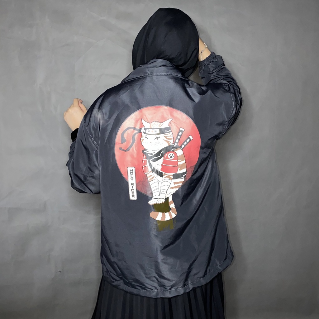 Coach Jacket Cat Warior holyrider HITAM II Jaket Coach model winbacker