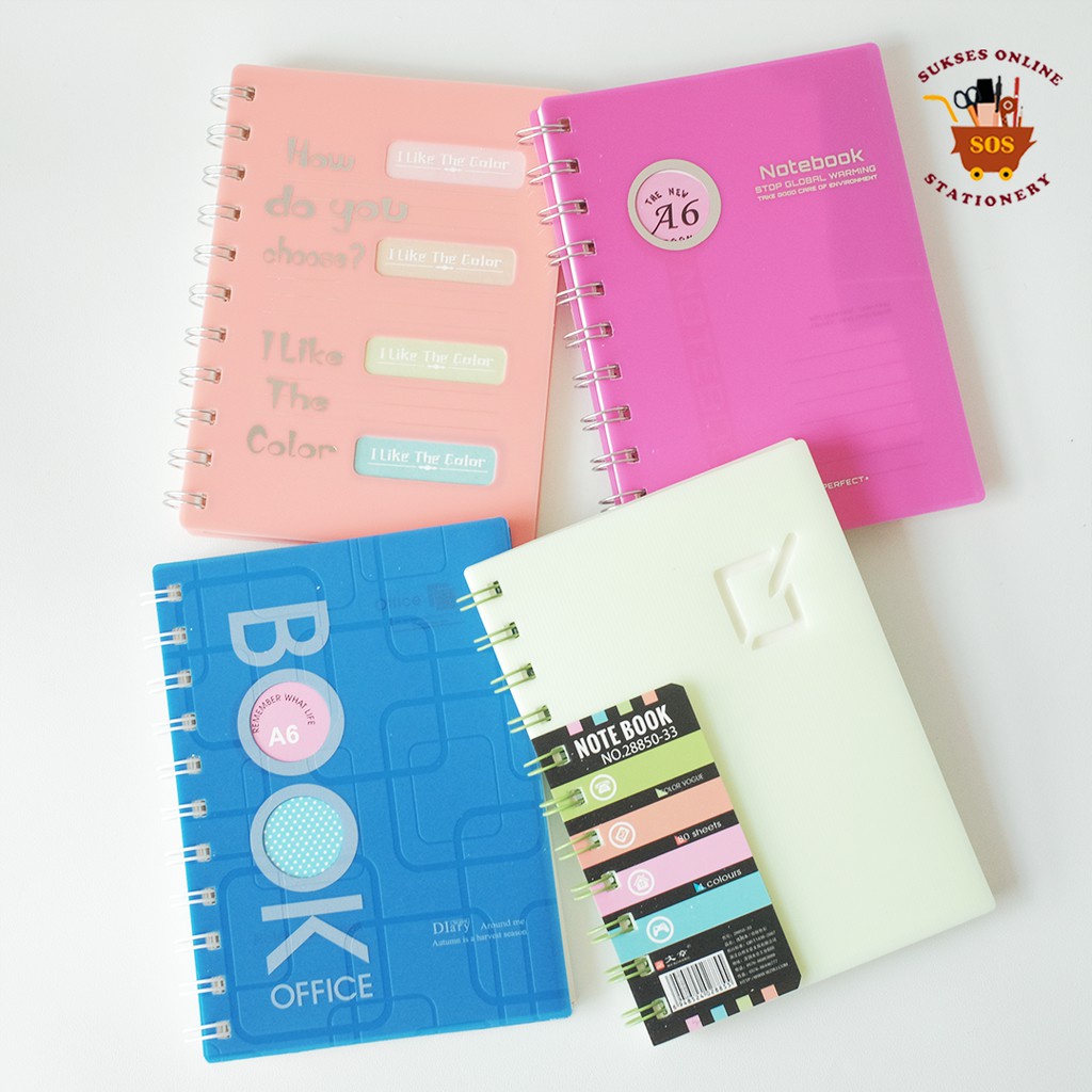 

MJ Buku Tulis Spiral A6-80 Biasa cover plastik warna Polos/Buku Spiral/Buku Catatan/Note Book/Notebook