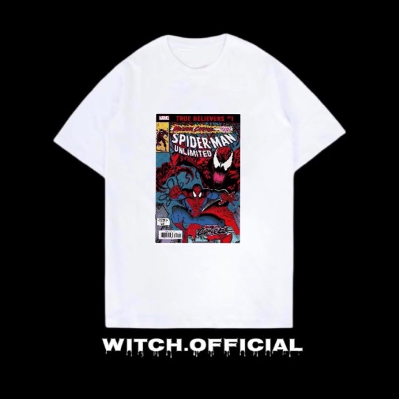 KAOS BAJU SPIDERMAN CARNAGE MARVEL COMICS - TSHIRT MARVEL COMICS SPIDERMAN - DISTRO PUTIH PRIA WANIT