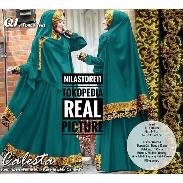 Gamis Pesta Syari Pesta Calesta Pink, Hitam, Navy Jumbo Terlaris