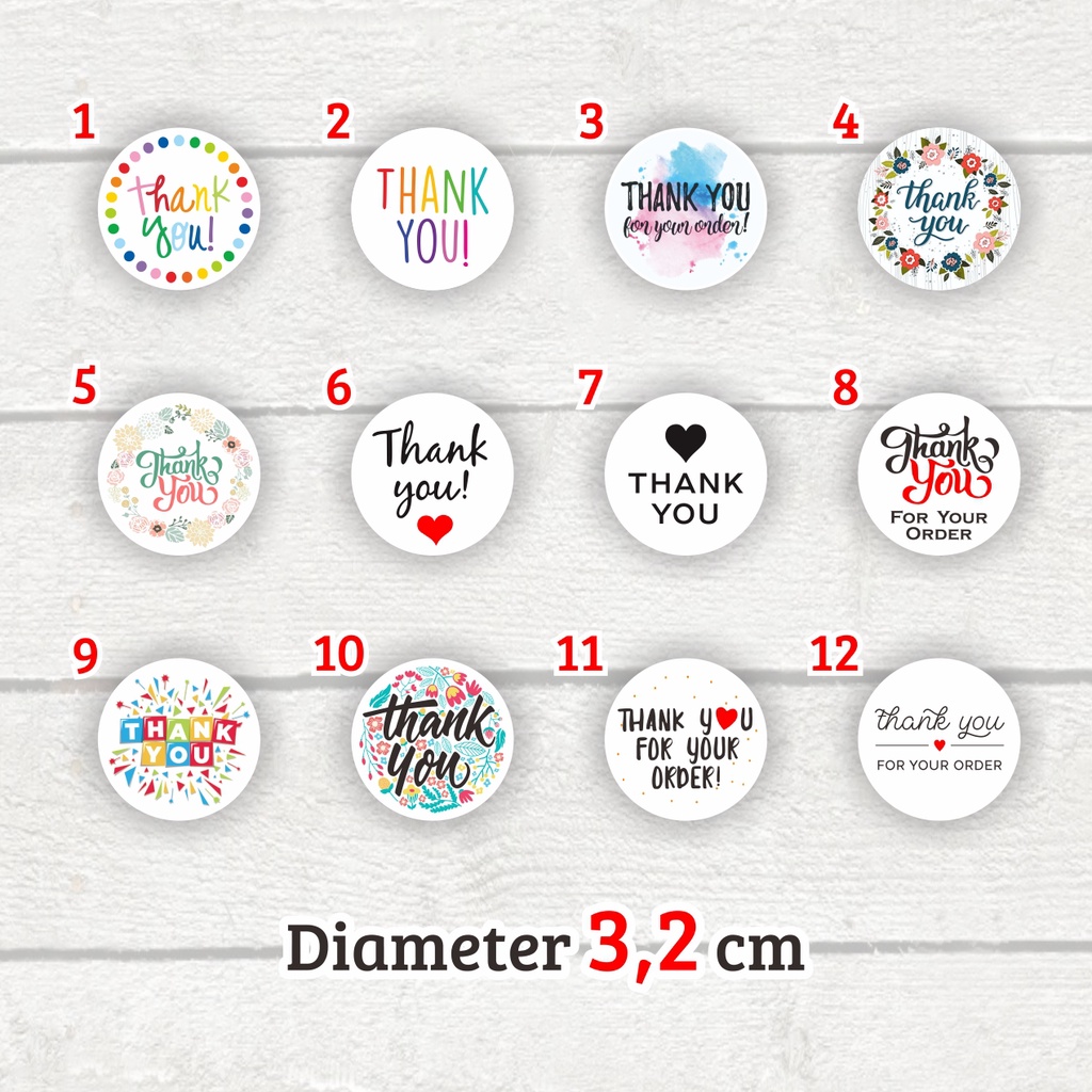 

Stiker Thank You Sticker Label Segel Tag Amplop Ucapan Bingkissan Kado Hampers Toples Jar diameter 3,2 cm (1 lembar isi 24 sticker)