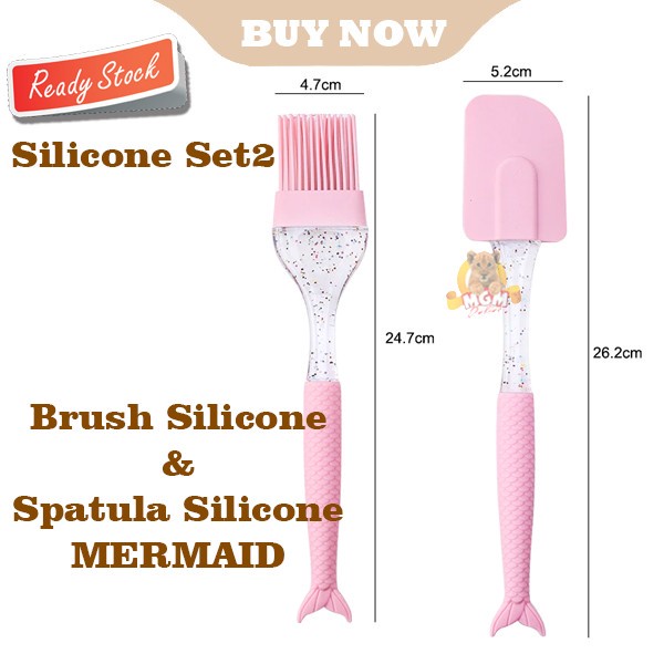 Set 2pc Spatula dan Kuas Silikon MERMAID Silicone Brush Spatula 25CM