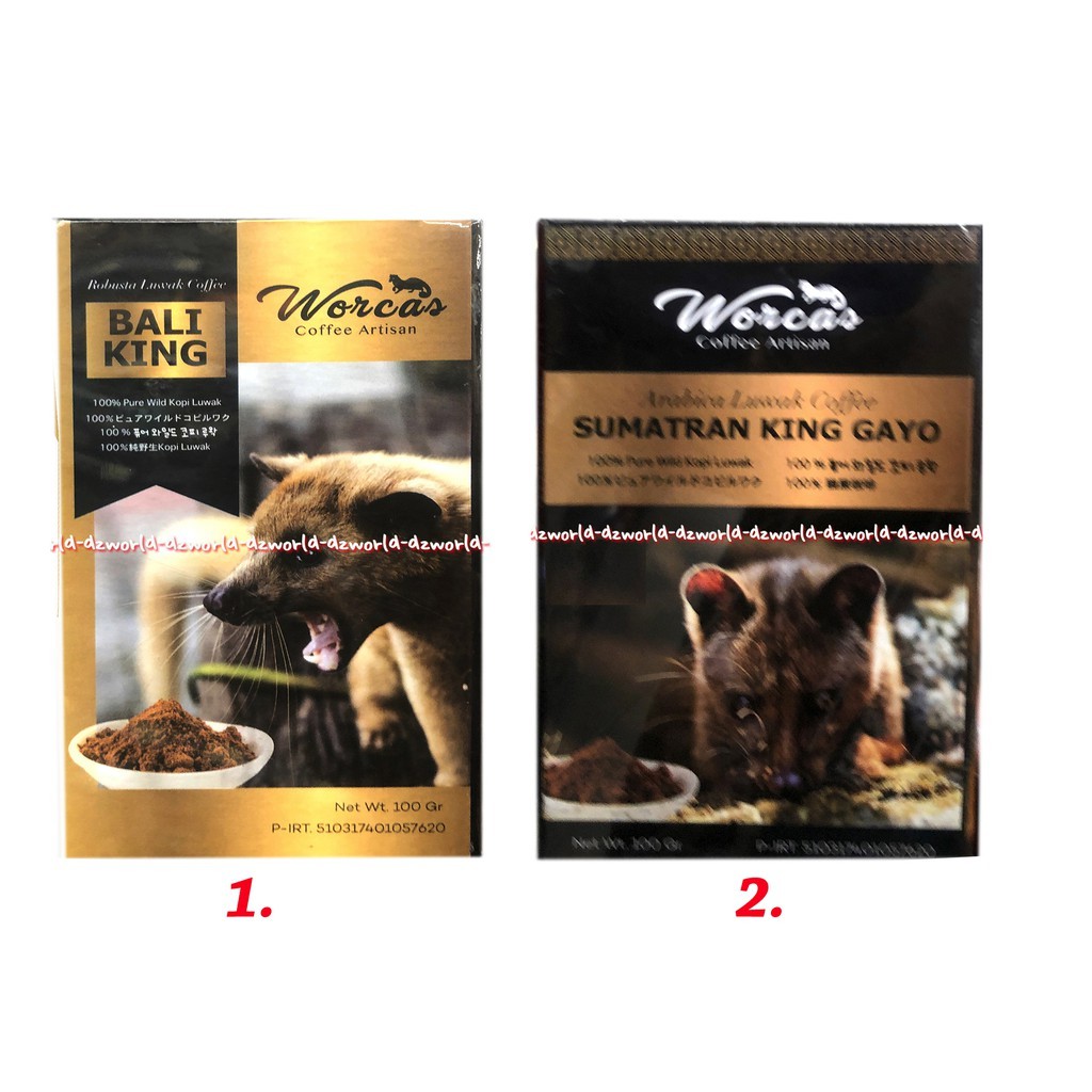 Worcas Bali King Robusta Sumatran king Gayo Luwak Coffee Luwak Kopi 100gr Workas