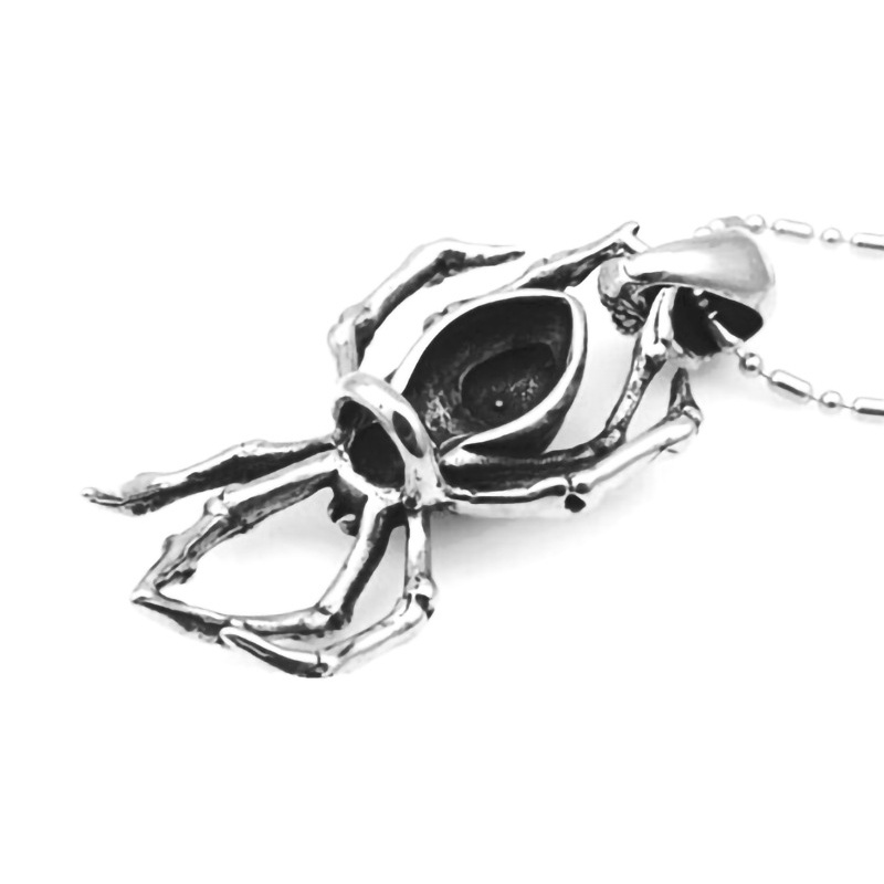 Punk Skull Spider Stainless Steel Pendant Necklace Exaggerated Men's Trendy Jewelry