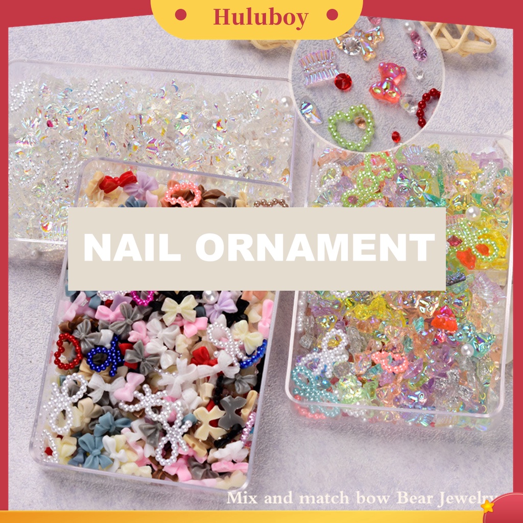 Huluboy Huluboy♡ 1 Kotak Ornamen Pita 3D 50g Untuk Dekorasi Manicure Wanita