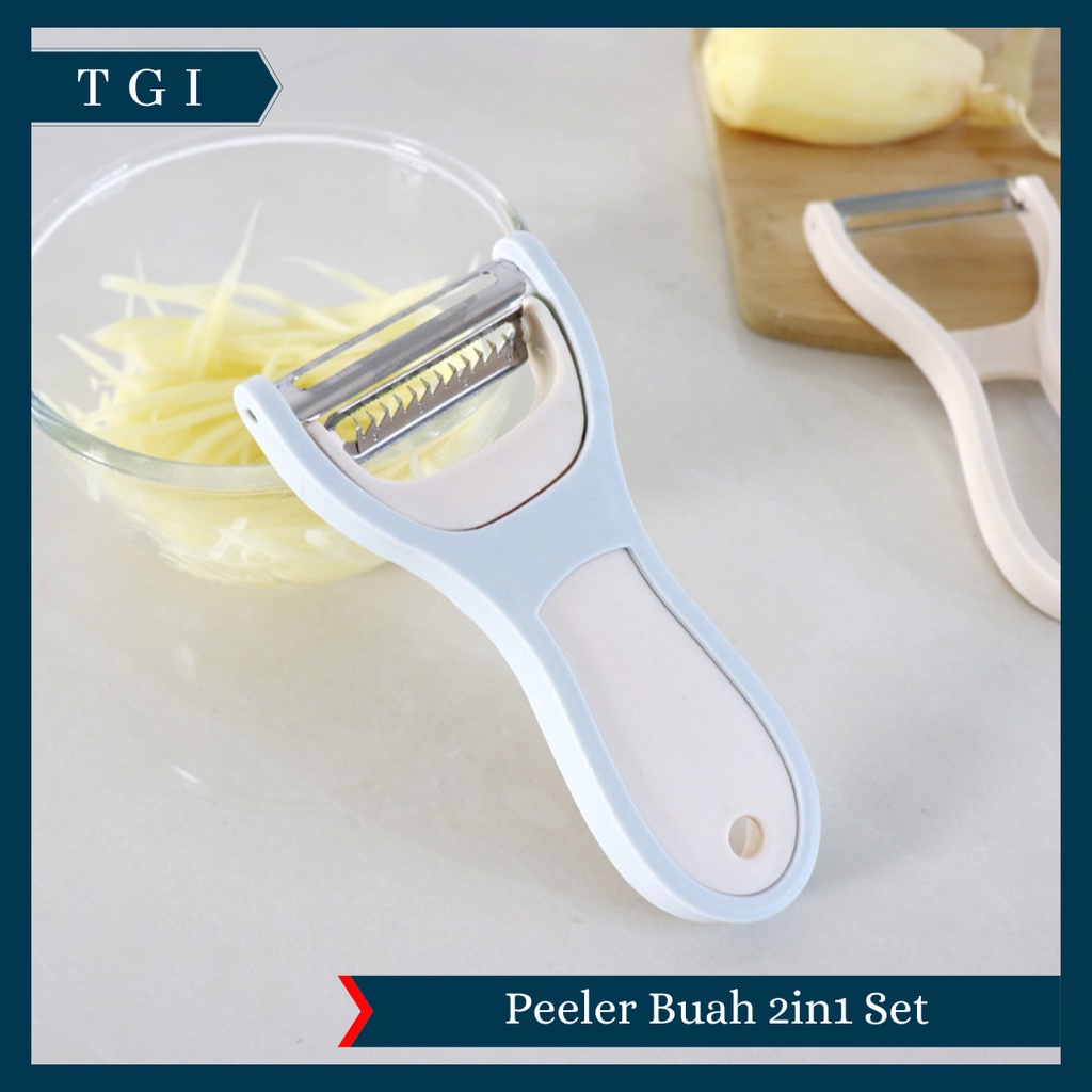 TGI - [2 IN 1] PEELER PARUTAN PENGUPAS SERUTAN SLICER BUAH SAYURAN KENTANG WORTEL STAINLESS