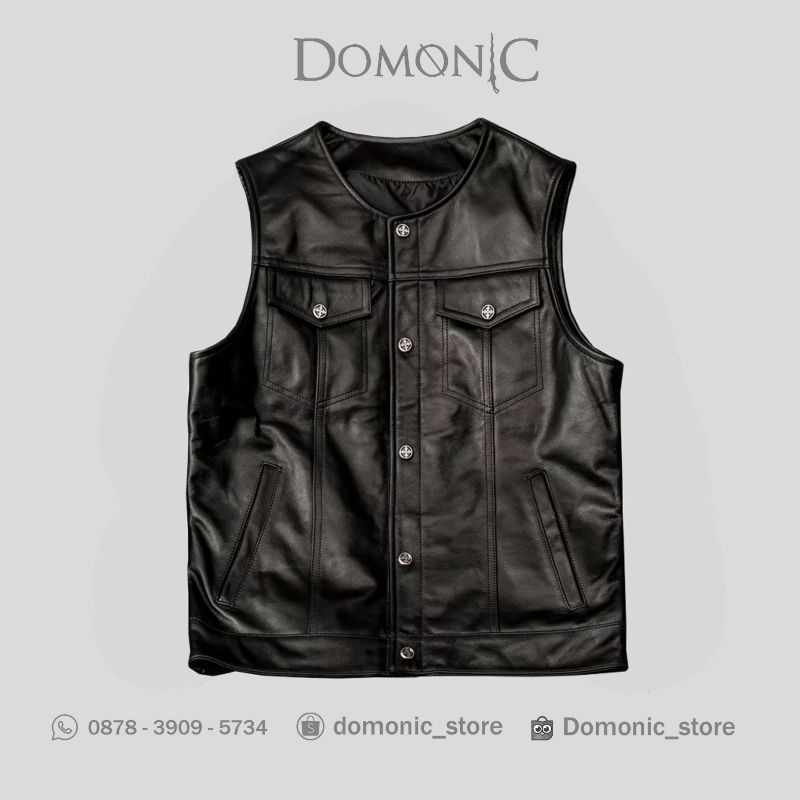 rompi jaket vest biker kulit sapi asli moge Harley Davidson style pria touring
