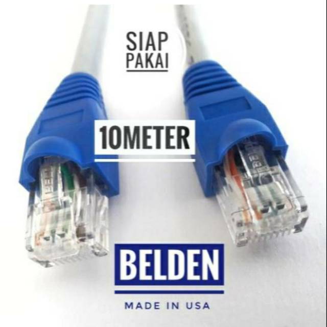 Belden Kabel Lan 10 meter UTP Cat6 siap pakai sudah dicrimping rj45 Belden 7814A Abu abu