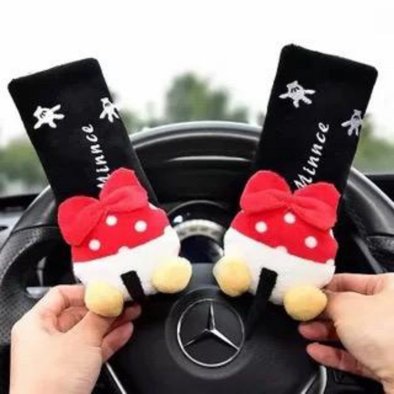 sarung seatbelt mobil mickey minnie