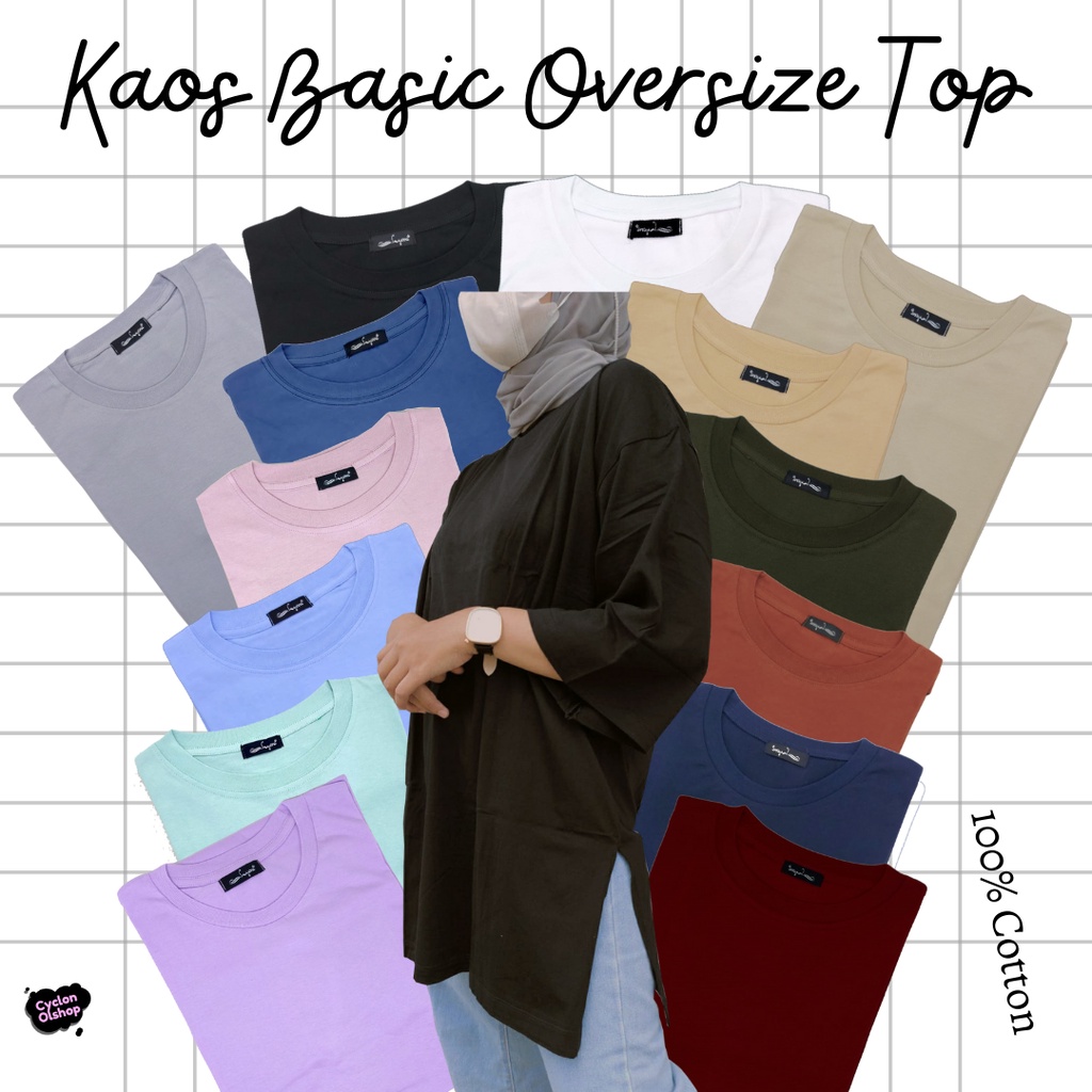 [CYC | COD] REAPICT | Kaos Basic Oversize Top XXL | Cotton Combed | Atasan Trend Wanita Murah Best Seller