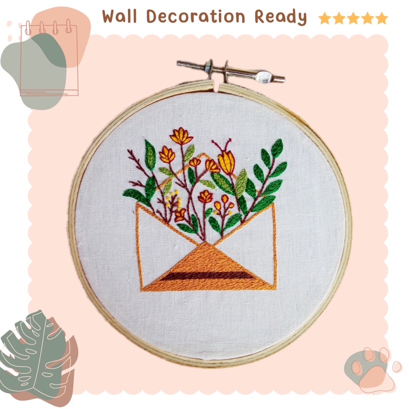 [Hasil Jadi] Embroidery Flower Envelope Wall Decoration - Hiasan dinding Handmade