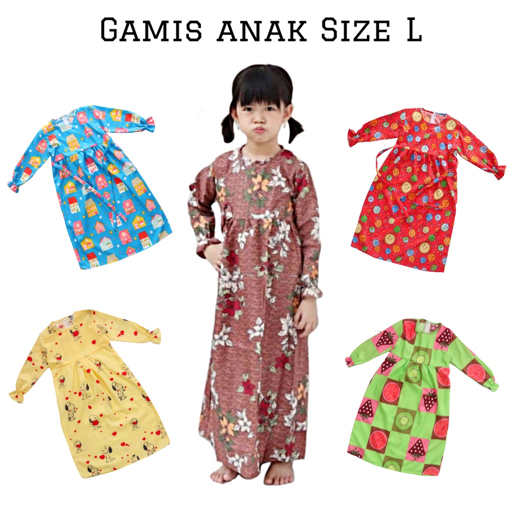 IZANY Gamis Anak Muslimah Size L Saten Apple Banyak Motif
