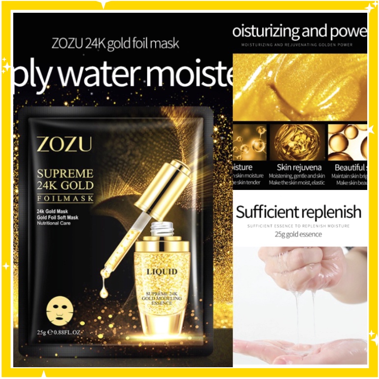 ZOZU 24K Gold Serum Sheet Facial Mask Masker Wajah Emas BQ024