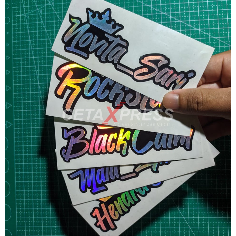 BISA REQUEST NAMAMU | STICKER HOLOGRAM LIS HITAM  ( MINIMAL ORDER 2 PCS )