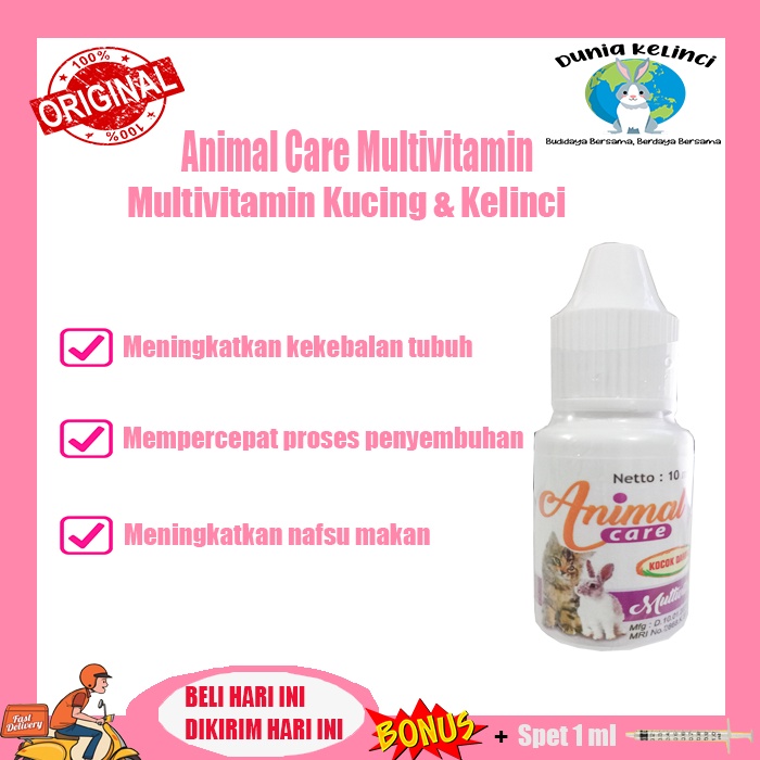 VITAMIN KUCING KELINCI ANIMAL CARE MULTIVITAMIN MENINGKATKAN IMUNITAS