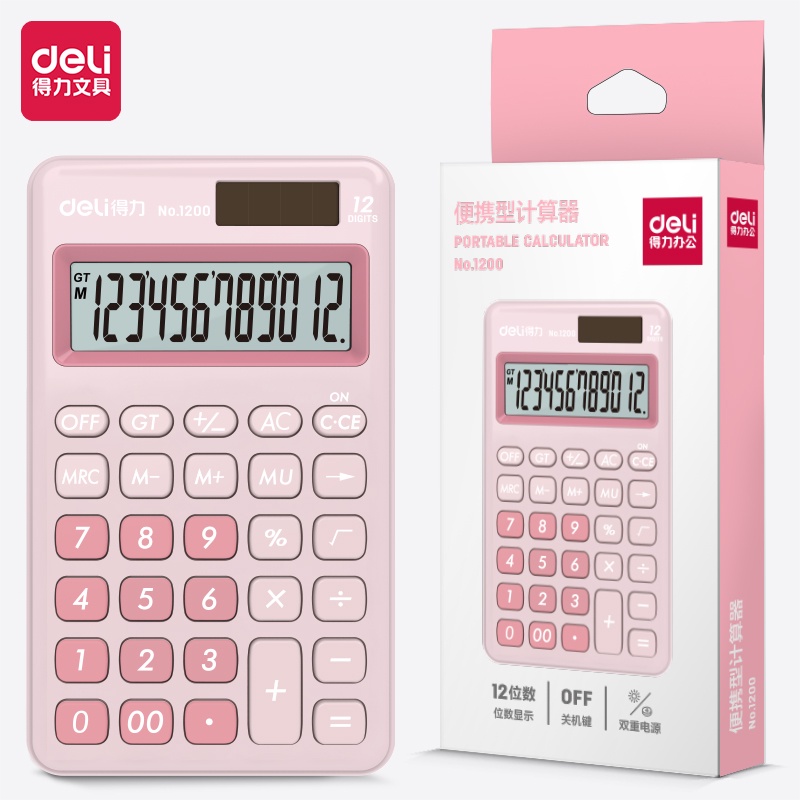 Deli Desktop Calculator / Kalkulator Meja Mini Portable Dual Power Lucu 1200