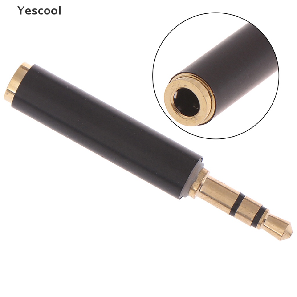 Yescool 1pc Adapter Konverter Audio Stereo 3 Pole Male Ke 4 Pole 3 Ring Female 3.5mm