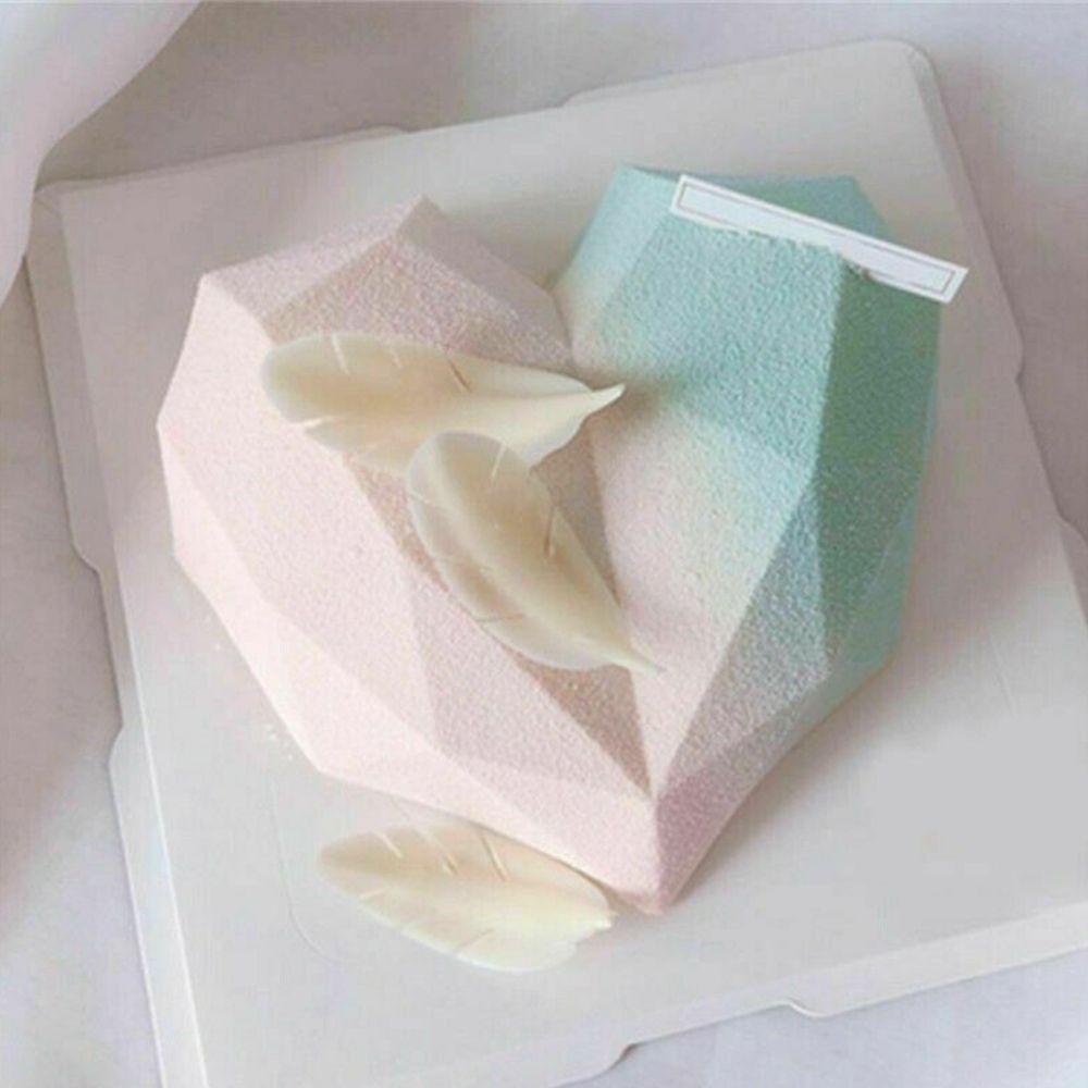 Solighter Kue Cetakan Kue Coklat Silicone Modelling Decor 3D Diamond Bentuk Hati Sabun Puding Mold