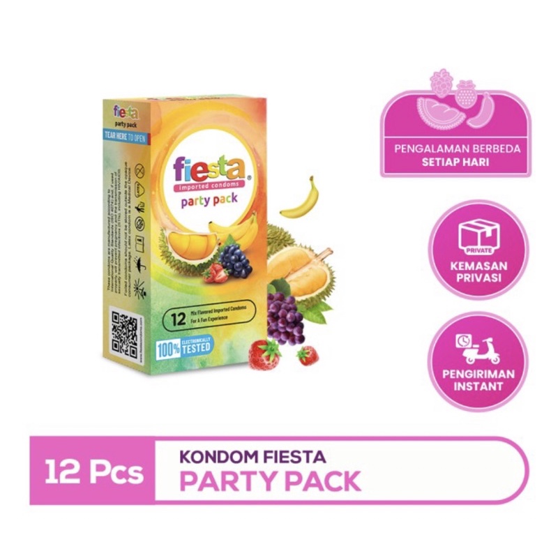 Kondom Fiesta party pack isi 12 ( kondom variasi rasa ) privasi aman