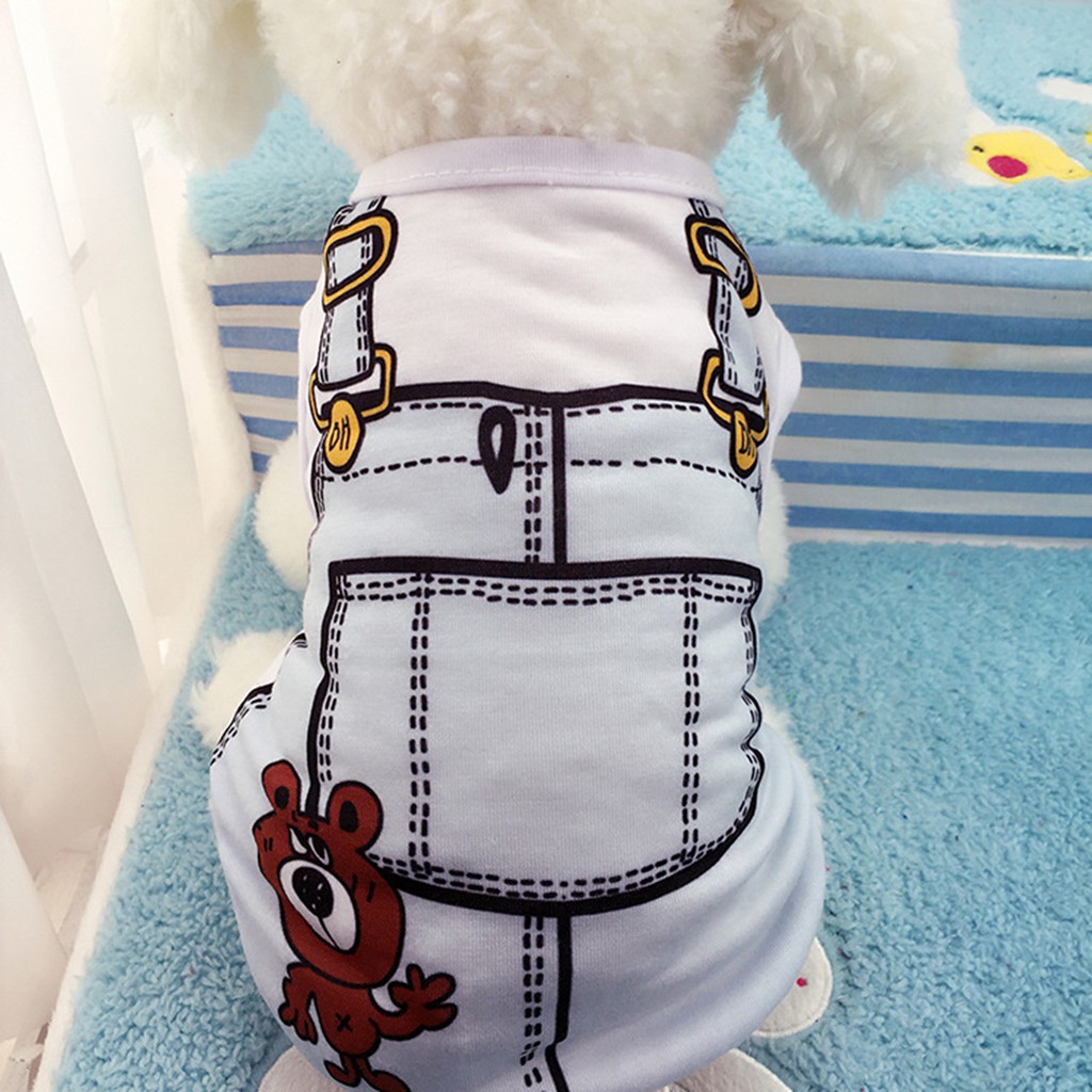 Kaos Rompi Suspender Palsu Breathable Motif Kartun Teddy Bear Untuk Anjing Kucing Peliharaan