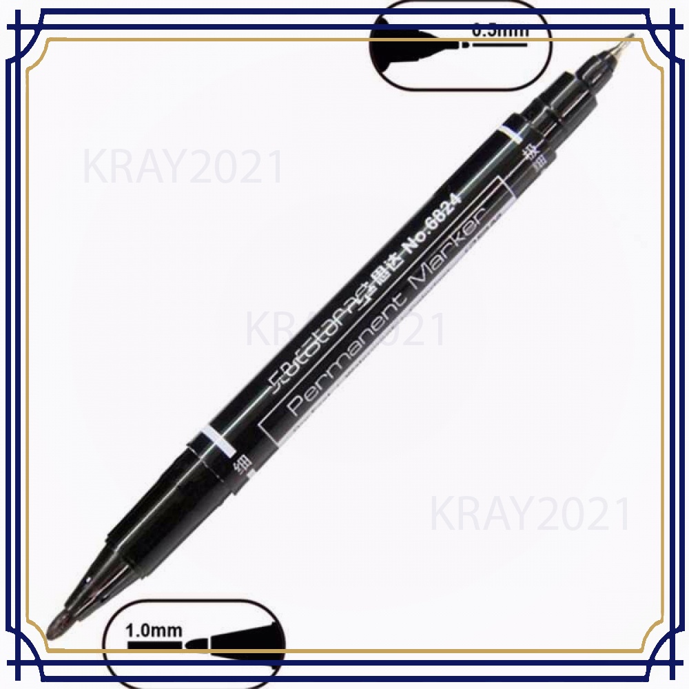 Pena Permanen Dual Head Tip Marker Pens Waterproof -AT517