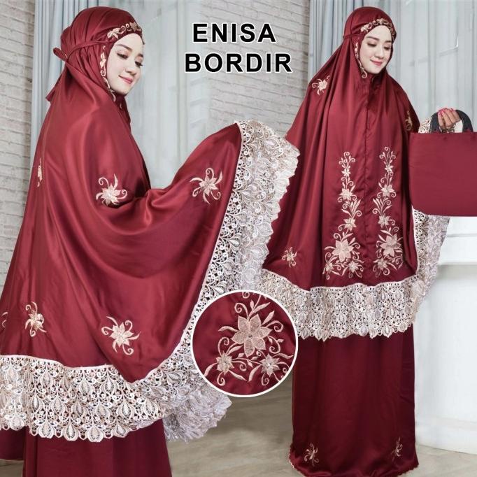 mukena dewasa putih bordir mewah mukenah ramadan adem terbaru enisa Terlaris Terbagus