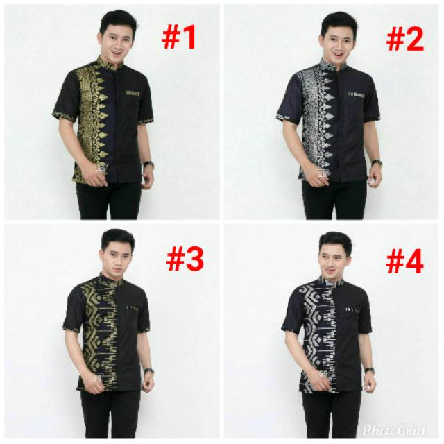 Baju batik pria hem kolo btik kombinasi Batik Pekalongan seragam batik kerja kantor lurik modern