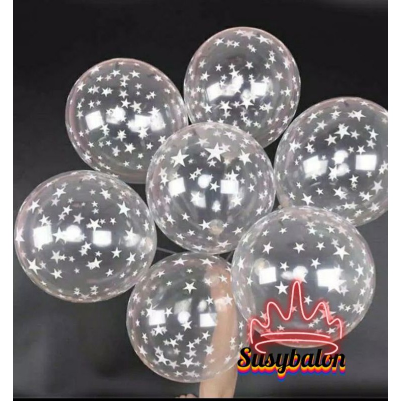 Jual Balon Latex Transparan Motif Bintang/ Balon Ulang Tahun | Shopee