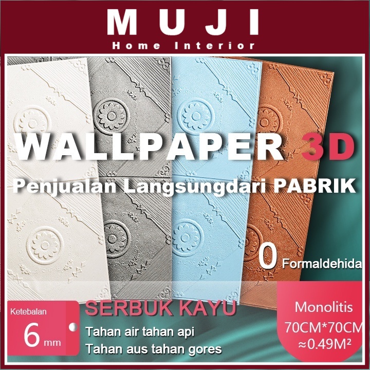 Self-Adhesive 3D Tiga Dimensi Stiker Dinding Kamar Tidur Wallpaper Ruang Tamu Bergaya Eropa Hangat T