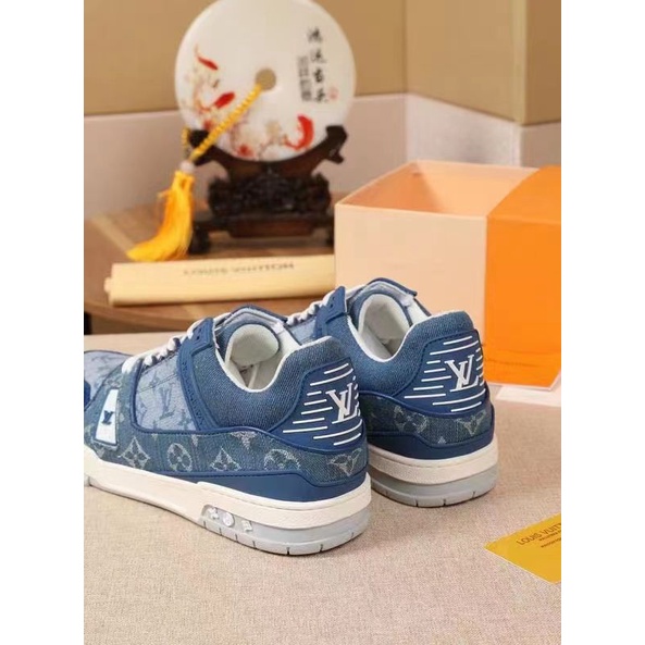 lv sneaker pria mirror men shoes run lou is vuitton sepatu cowok biru