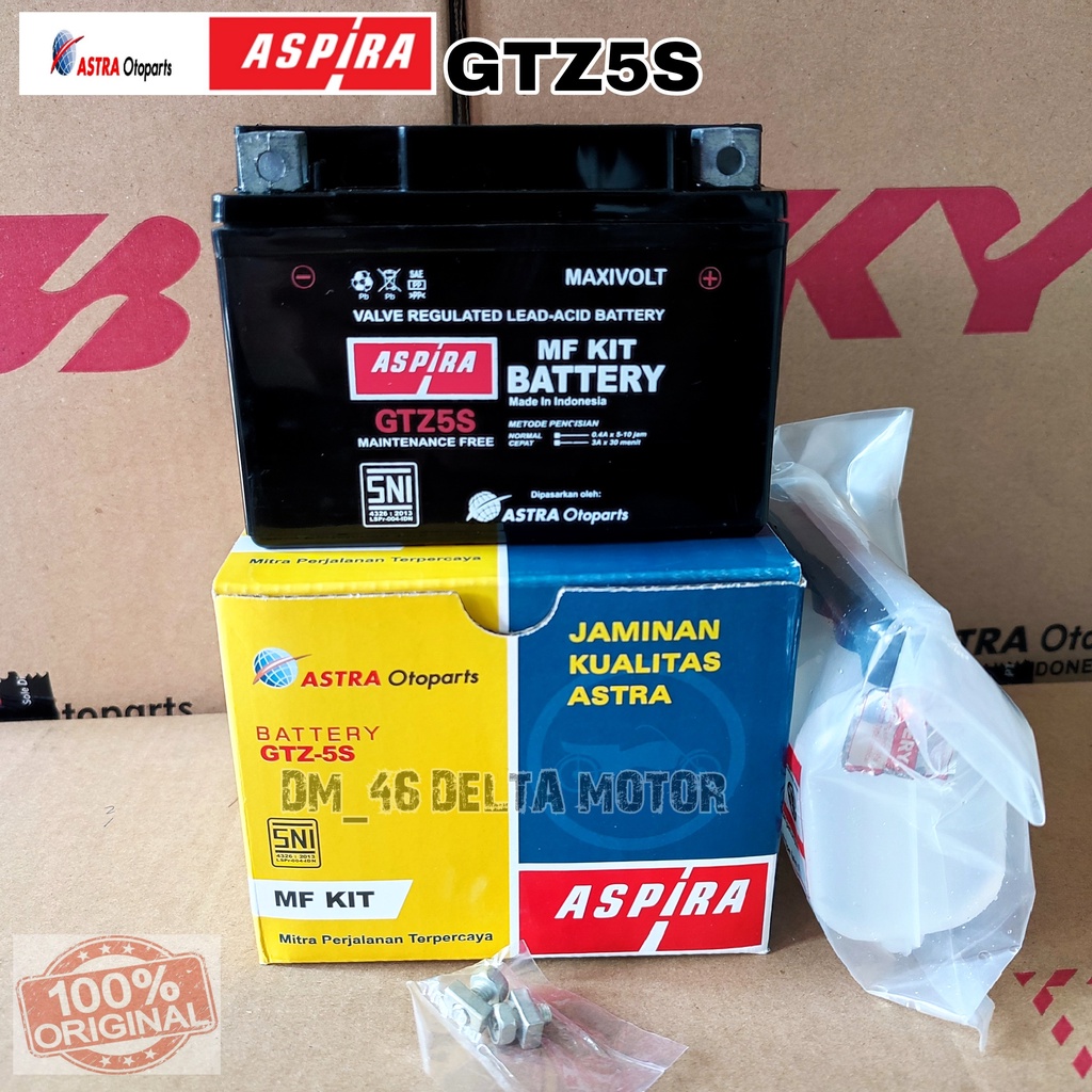 Aki Kering Aspira Astra GTZ5S Mf Kit Motor Beat Revo Vario 110 Spacy Revo Mio Fino Xeon Vixion Skywave Spin 125 Arashi