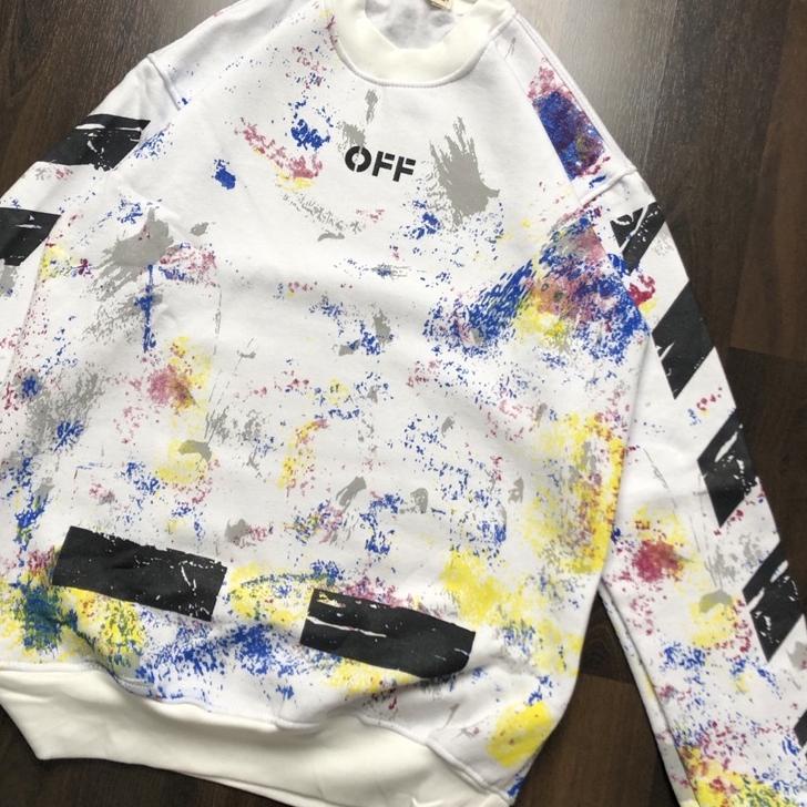 Hot Sell.. CREWNECK OFF WHITE GALAXY PUTIH FULLTAG MIRROR 1:1 ORIGINAL JAKET SWEATER OFF WHITE PREMI