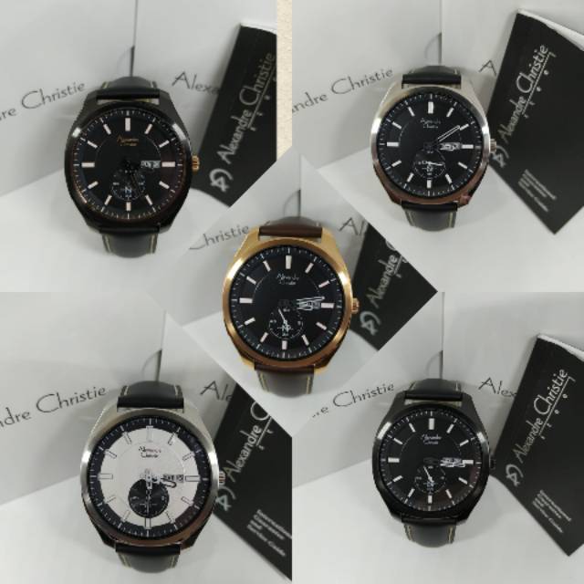 Jam Tangan Pria Alexandre Christie 6550 AC 6550 AC6550 Tali Kulit
