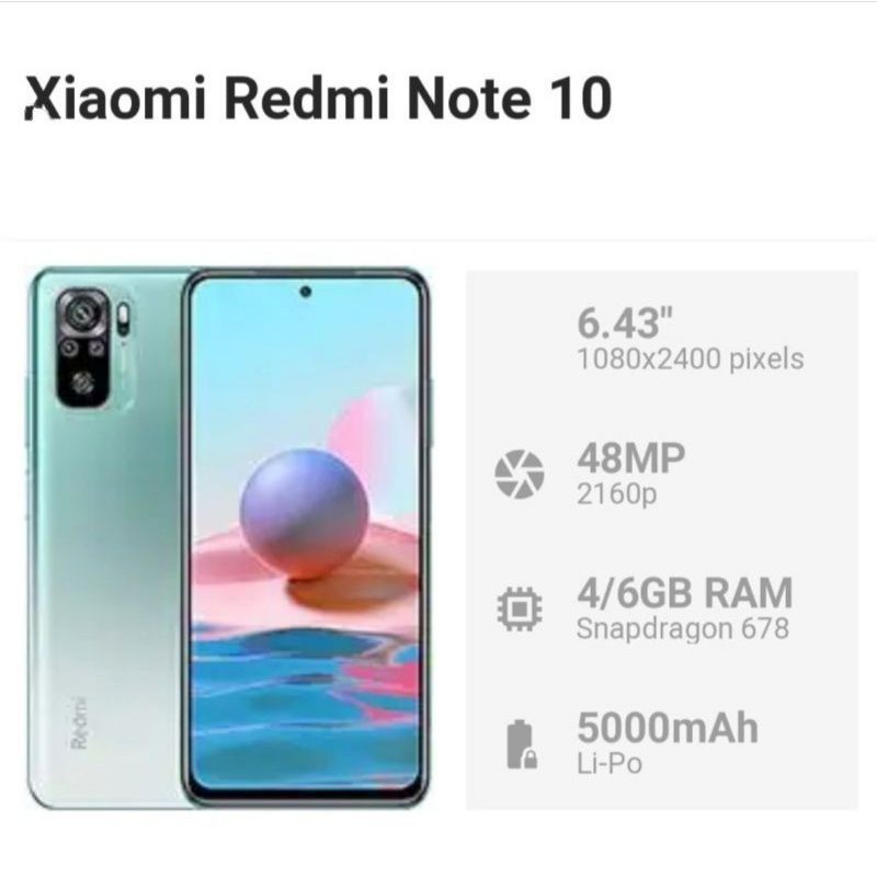Xiaomi redmi note 10 4/64 garansi resmi