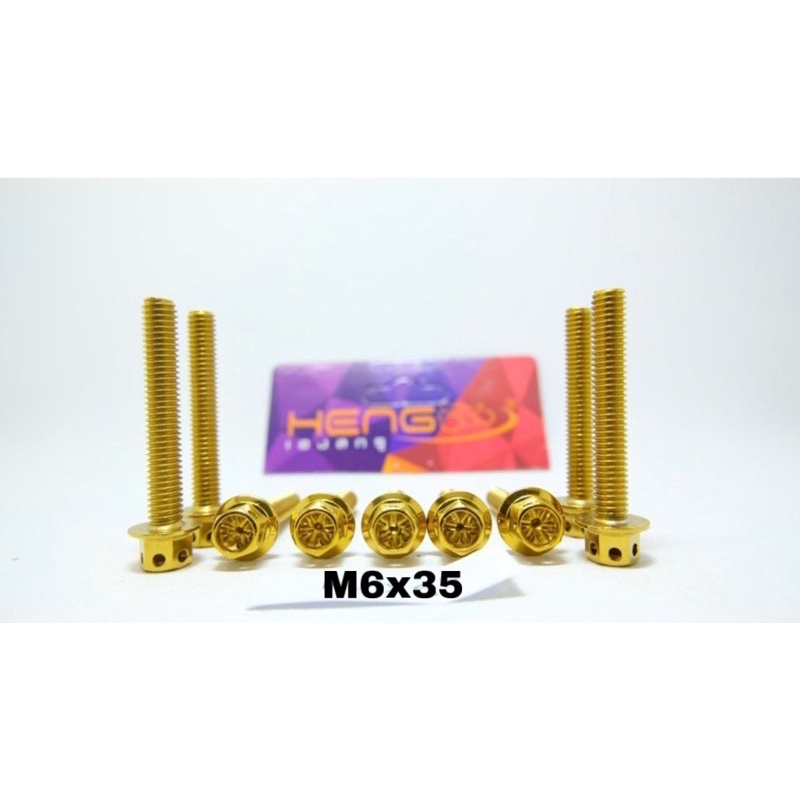 baut probolt flower gold HENG THAILAND m6x35 6x35 drat 10 panjang 3,5cm