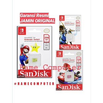 Sandisk and Nintendo Cobranded microSD XC Card SQXAT 64GB 128GB 256GB U3 C10 100MB/S ORIGINAL RESMI