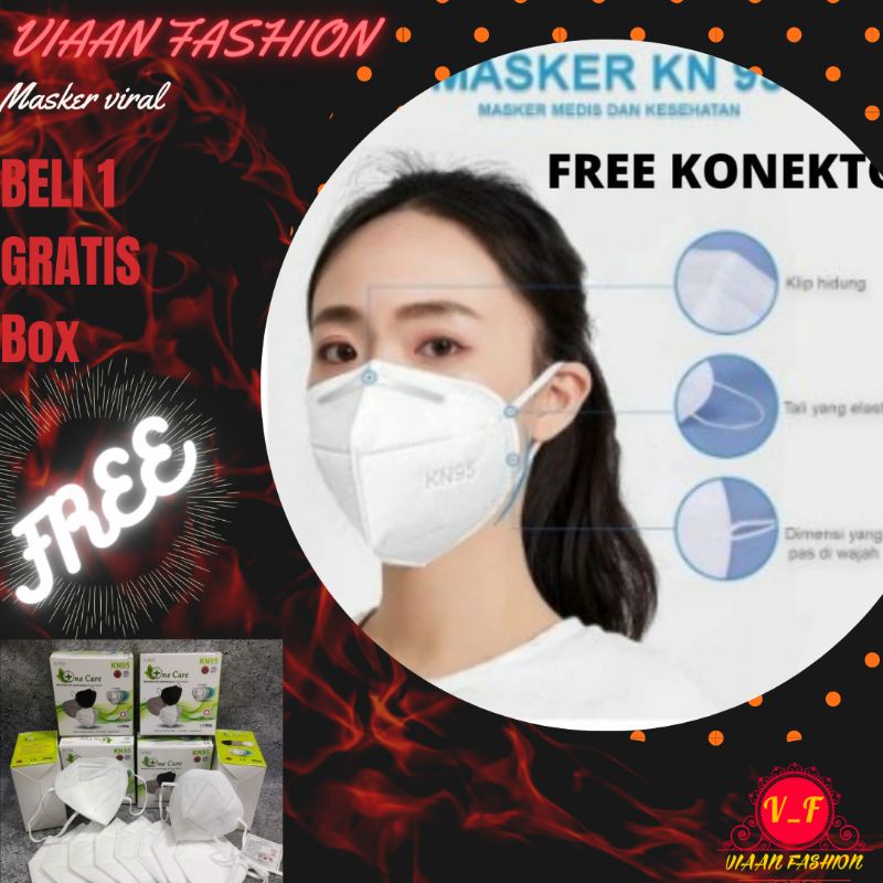 READY√ Masker Earloop KN95 1 Box Original Warna Putih NonHijab Face Mask 3D N95  MURAH TERBARU VIRAL