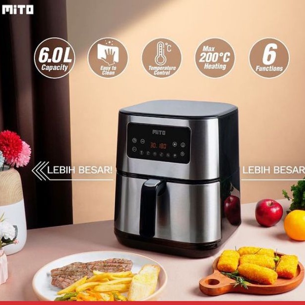 MITO Grande Air Fryer AF10 Original Digifry AF 10 6 Liter Mesin Penggorengan Tanpa Minyak Garansi Resmi