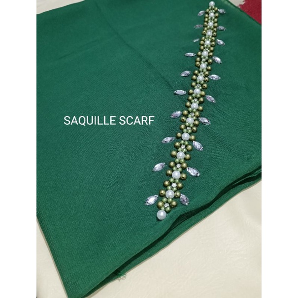 segiempat bella square payet mutiara permata/jilbab segiempat bella square bando payet/hijab bella-GREEN DAY