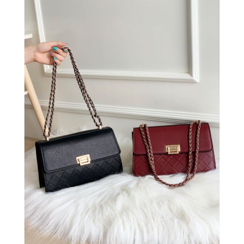 CK Leather Chain Shoulder Bag