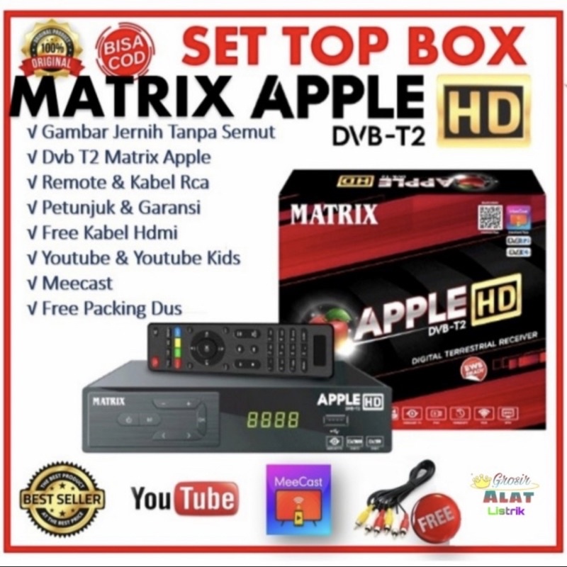 SET TOP BOX MATRIX APPLE MERAH DVB-T2 DIGITAL HARGA GROSIR