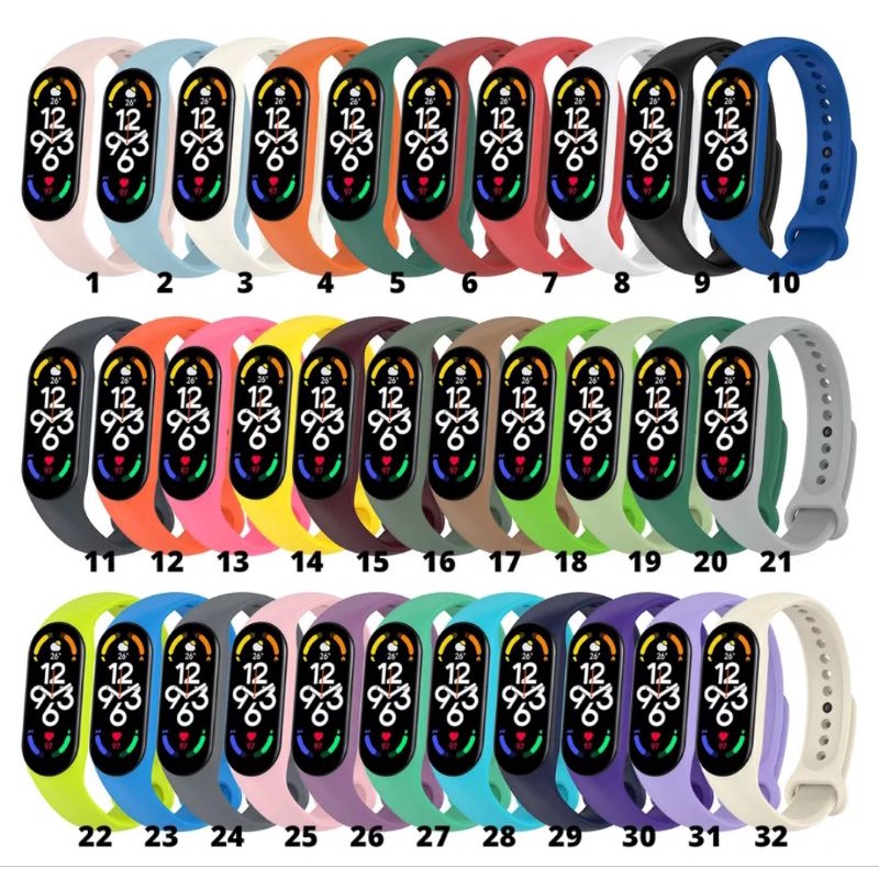 STRAP TALI XIAOMI MI BAND 7 6 5 GELANG SMARTBAND SILICONE SILIKON RUBBER KARET TALI JAM MI BAND 7 6 5 ANTI GORES XIAOMI MI BAND 7 6 5 PELINDUNG SCREEN GUARD LAYAR BODY SMARTWATCH MI BAND 7 6 5 TPU CASE STRAP GELANG TALI XIAOMI MI BAND 7 6 5