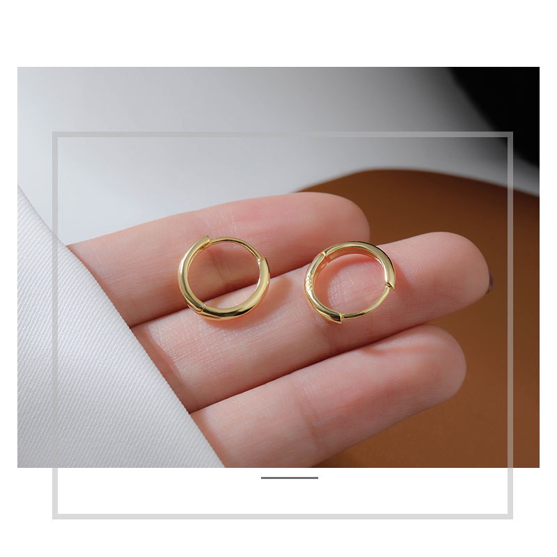 [ACKER] Aksesoris Anting Hoop Perak Minimalis Bulat Anting-Anting Wanita 6 Mm/8 Mm/10 Mm/12 Mm Huggie Korea Hadiah Sederhana Telinga