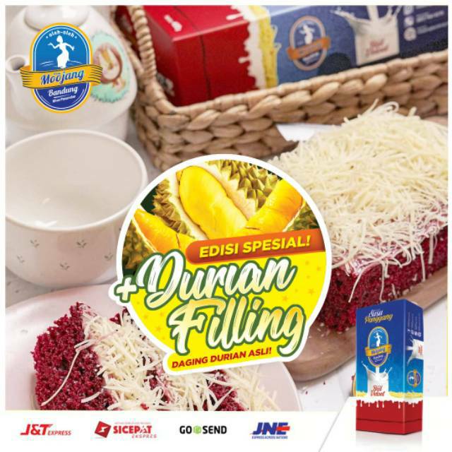 [KHUSUS P. JAWA] Bolu Susu Panggang Red Velvet Durian Moojang Bandung bolu susu filling durian dengan topping keju