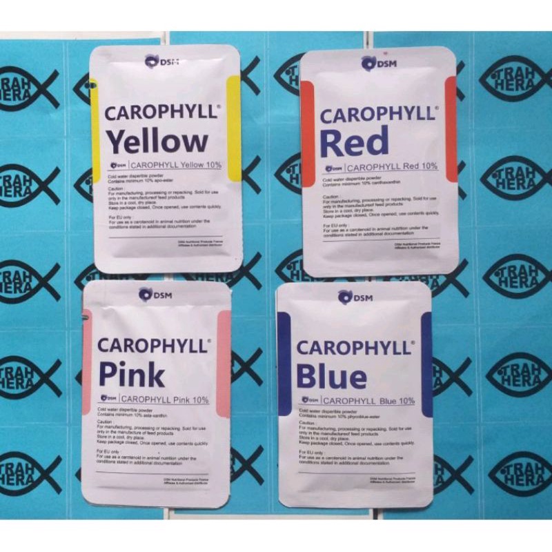 CHAROPHYLL RED,PINK,YELLOW & BLUE DSM 10% 5 gram.