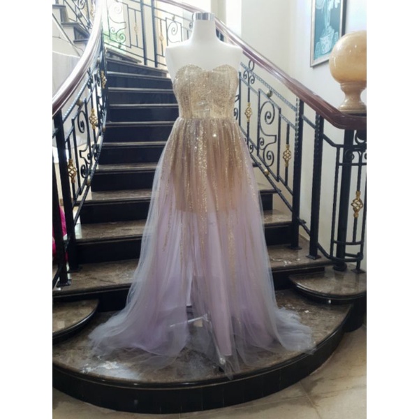 Dress pesta lilac gold