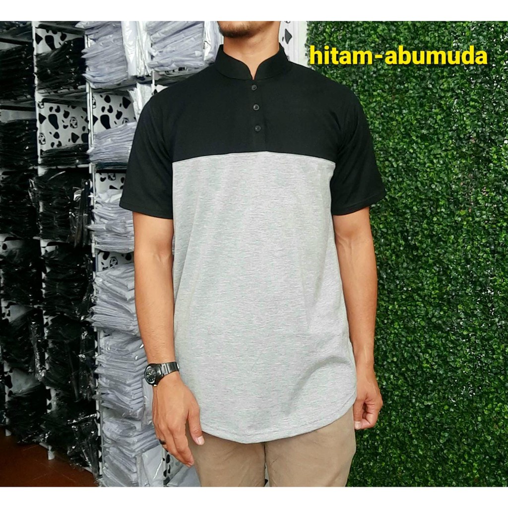 kaos kurta kombinasi, kaos longline kombinasi