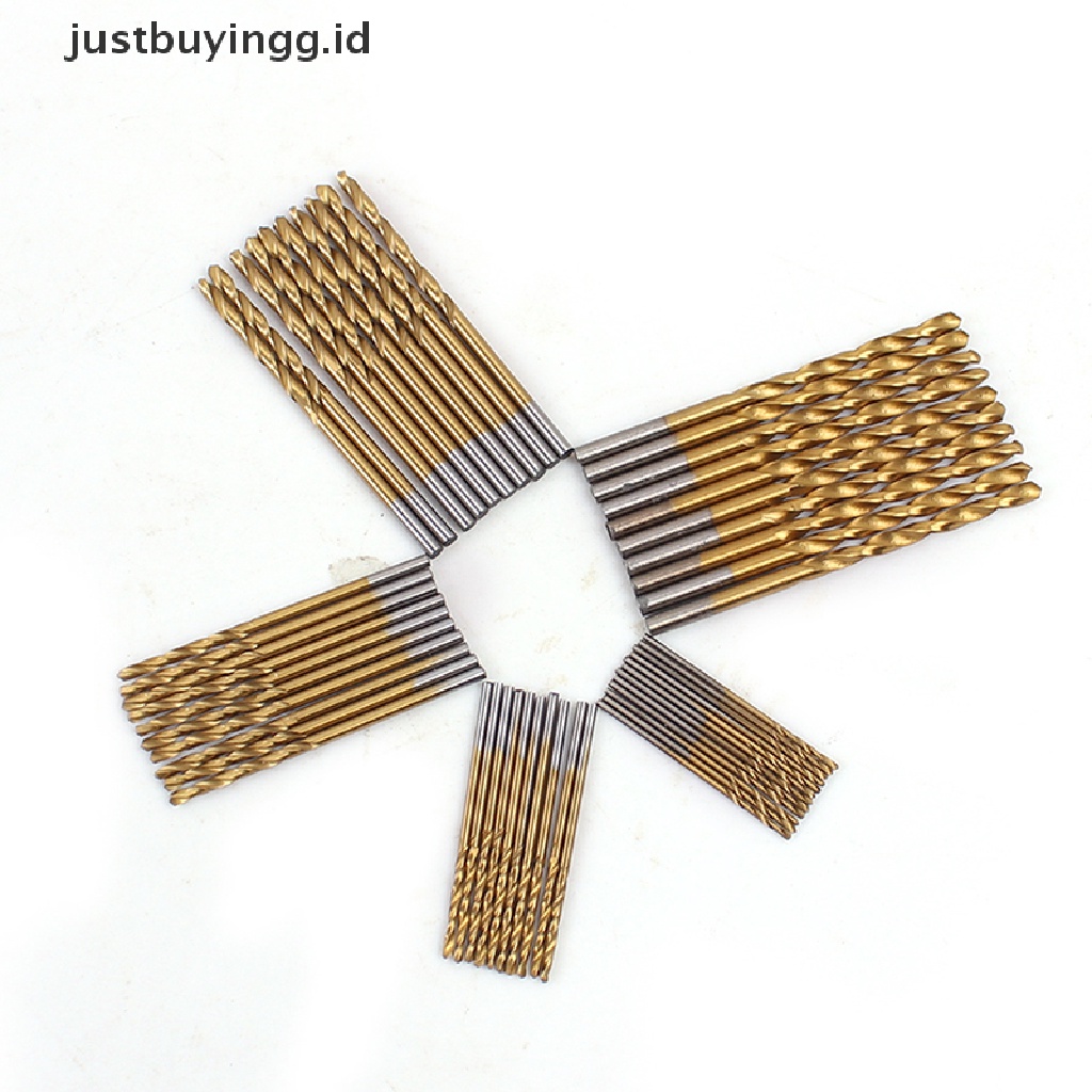 50 Pcs / Set Mata Bor Gergaji Twist Bahan Hss Lapis Titanium Metal Untuk Kayu