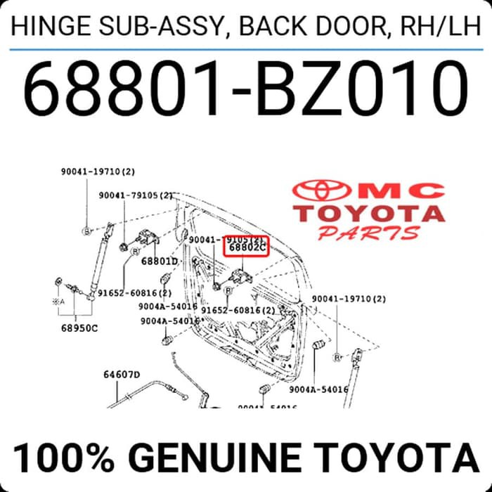 Engsel Pintu Bagasi Hinge Assy Back Door Avanza Xenia Old 68801-BZ010